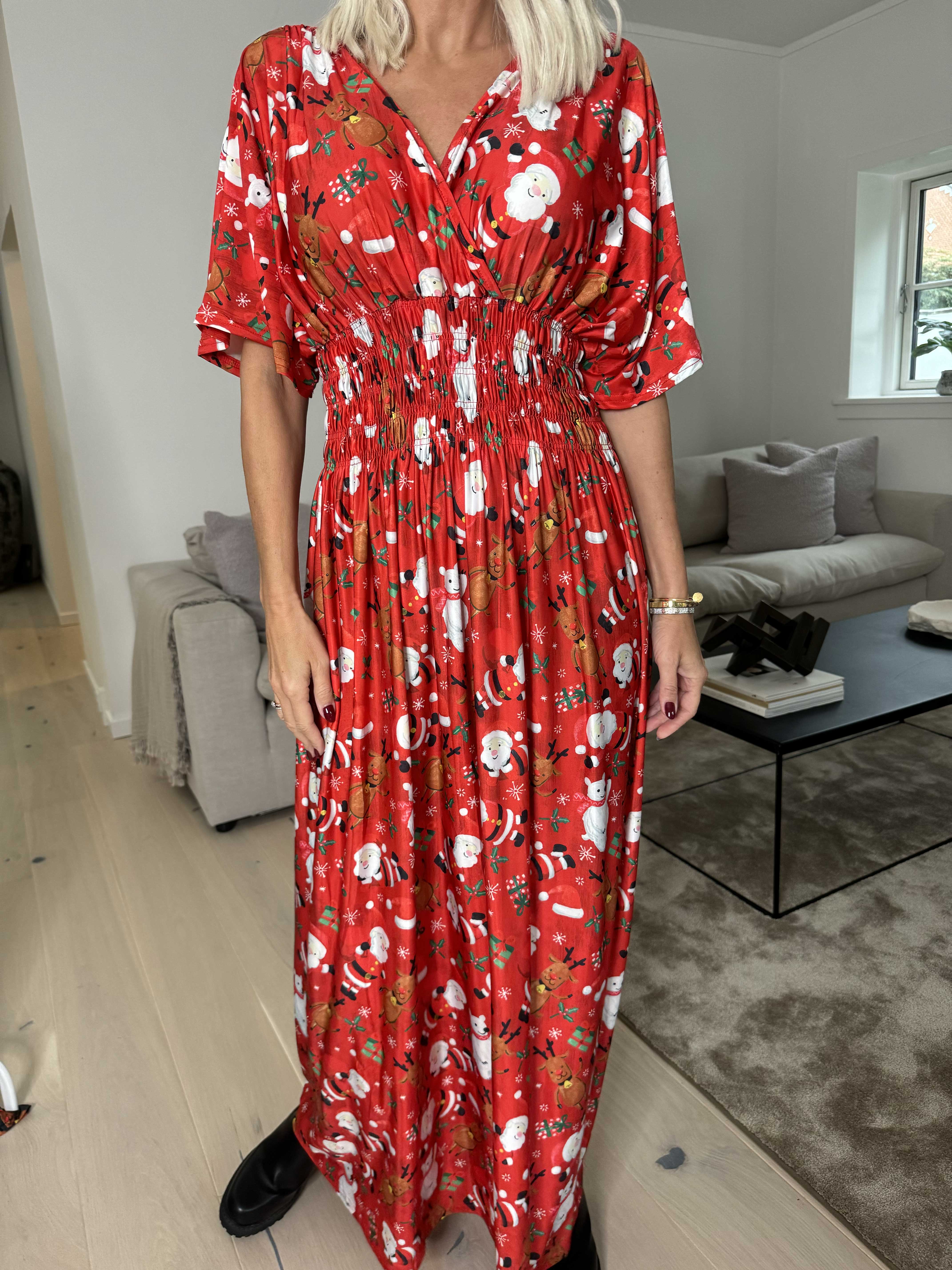 Pams Christmas - Lang elastisk kjole med julemotiver